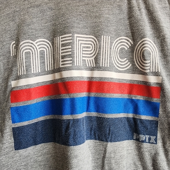Light gray unisex 'Merica short sleeve shirt Size Youth Large - Picture 3 of 8